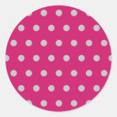 Polka Dot Ronde Stickers (Hot Pink & Grey) (Voorkant)