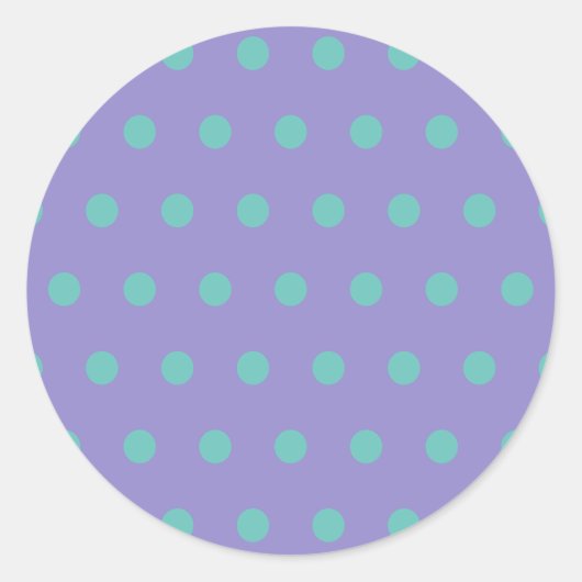 Polka Dot Ronde Stickers (Lavendel & Aqua) (Voorkant)
