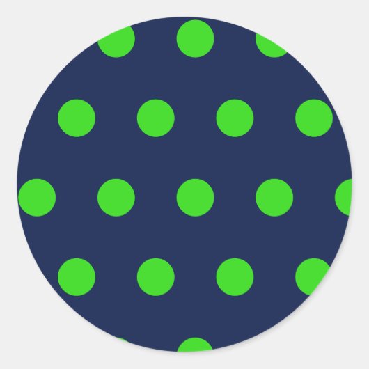 Polka Dot Ronde Stickers (Navy Blue & Lime Green) (Voorkant)
