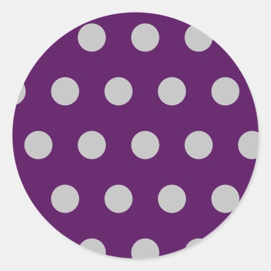Polka Dot Ronde Stickers (Plum & Silver) (Voorkant)