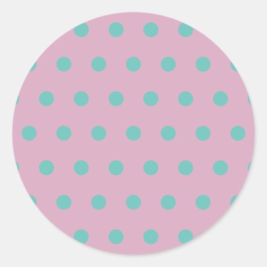 Polka Dot Ronde Stickers (Roze & Aqua) (Voorkant)