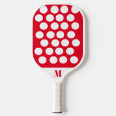 Polka Dot Rood en Wit Modern Monogram Pickleball Paddle (Achterkant)