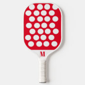 Polka Dot Rood en Wit Modern Monogram Pickleball Paddle (Voorkant)