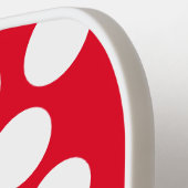 Polka Dot Rood en Wit Modern Monogram Pickleball Paddle (Links Detail)