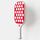 Polka Dot Rood en Wit Modern Monogram Pickleball Paddle (Links)