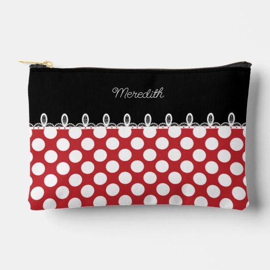 Polka dot rood en zwart met aangepaste naam etui (Voorkant)