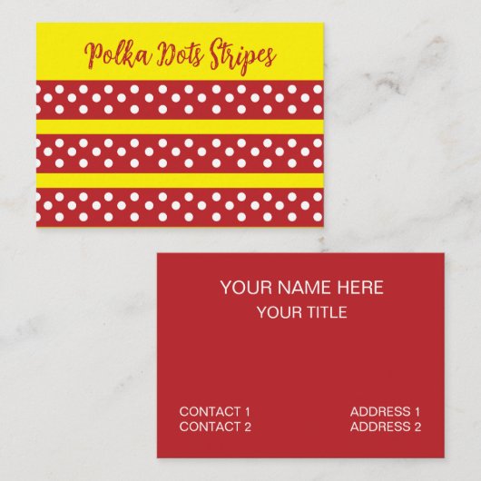 Polka dot rood geel Polka dot Visitekaartje (Voorkant / Achterkant)