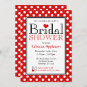 Polka Dot Rood Hart Bridal Douche Uitnodigingen (Voorkant / Achterkant)