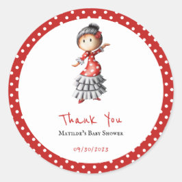 Polka Dot Rood Wit Flamenco Sevillana Dancer Ronde Sticker