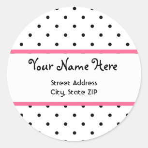 Polka Dot & Roze Adres Sticker