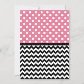 Polka Dot Roze & Chevron Bridal Shower Uitnodiging (Achterkant)