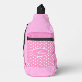 Polka dot roze en wit sling bag (Voorkant)