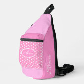 Polka dot roze en wit sling bag (Rechterhoek)