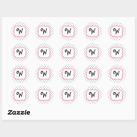 Polka Dot & Roze Monogram Sticker (Vel)