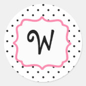 Polka Dot & Roze Monogram Sticker (Voorkant)