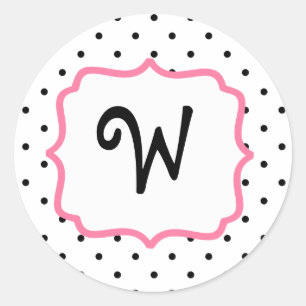 Polka Dot & Roze Monogram Sticker