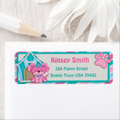 Polka Dot Roze Puppy Retouradres Label (Insitu)