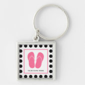Polka Dot & Roze Teenslippers Sleutelhanger (Voorkant)