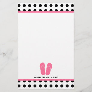 Polka Dot & Roze Teenslippers Stationery Briefpapier