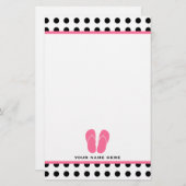 Polka Dot & Roze Teenslippers Stationery Briefpapier (Voorkant / Achterkant)