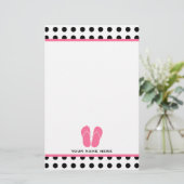 Polka Dot & Roze Teenslippers Stationery Briefpapier (Staand voorkant)