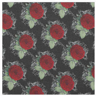 Polka Dot Rozen Gothic Damask Fabric Stof
