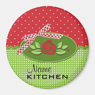 Polka Dot Rozen Magnet, Red Magneet