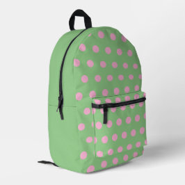 Polka Dot-rugzak (Sage Green & Pastel Pink) Bedrukte Rugzak