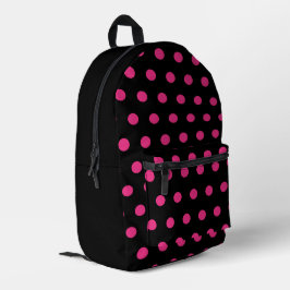 Polka Dot-rugzak (zwart en neonroze) Bedrukte Rugzak