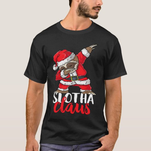 Polka Dot Santa Sloth Funny Slothmas Christmas Chi T-shirt (Voorkant)