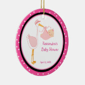Polka Dot Schattig Stork Baby Girl Shower Ornament (Rechts)