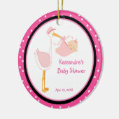 Polka Dot Schattig Stork Baby Girl Shower Ornament (Links)