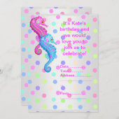 POLKA DOT SEAHORSE ARTIJ INVITATION Silver Kaart (Voorkant / Achterkant)