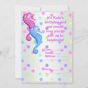 POLKA DOT SEAHORSE ARTIJ INVITATION Silver Kaart