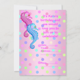 POLKA DOT SEAHORSE PARTIJ INVITATIE roze Kaart