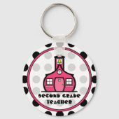 Polka Dot Second Grade Teacher Sleutelhanger (Voorkant)