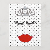 Polka Dot Shower: Waar is mijn lipstick Tiara Part Briefkaart (Voorkant)