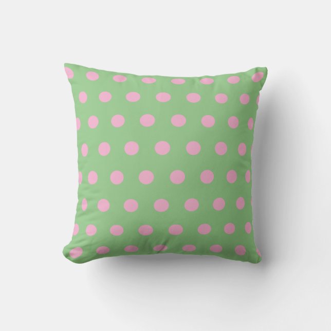 Polka Dot Sierkussen (Sage Green & Pastel Pink) (Voorkant)