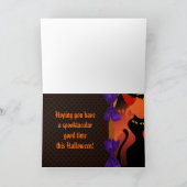 Polka Dot Sinaasappel Paarse Zwart Halloween Kaart (Binnen)