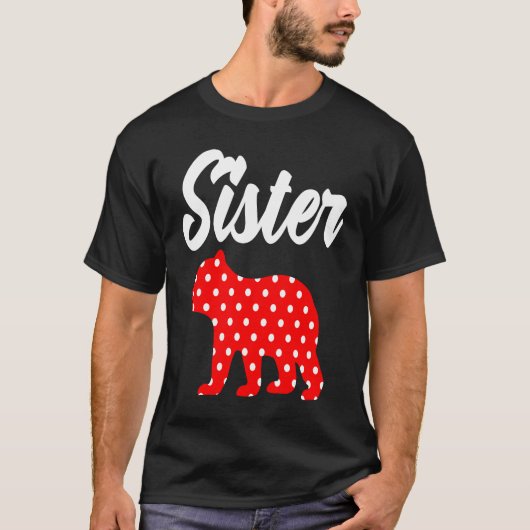 Polka Dot Sister Bear Big Sister Matching Family T-shirt (Voorkant)