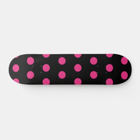 Polka Dot Skateboard (Zwart & Neon Roze) (Horizontaal)