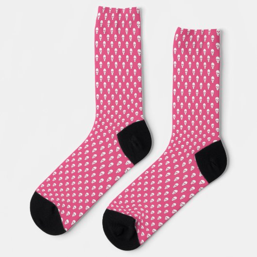 Polka Dot Skulls op Roze Sokken (Links)