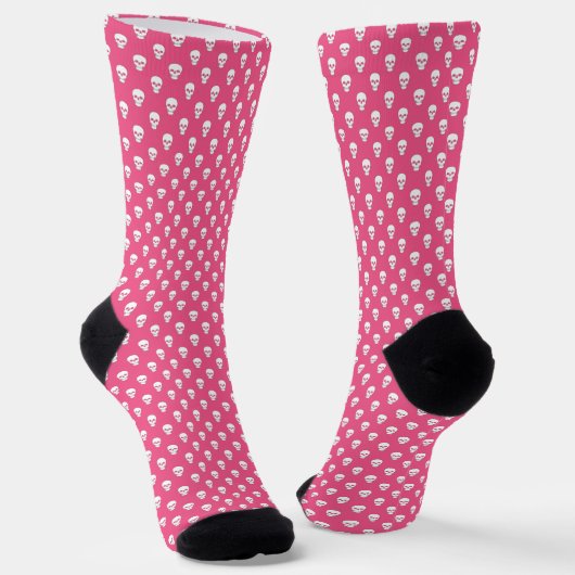 Polka Dot Skulls op Roze Sokken (Gebogen)