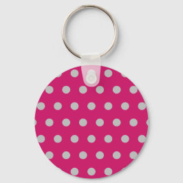 Polka Dot Sleutelhanger (Hot Pink & Grey)