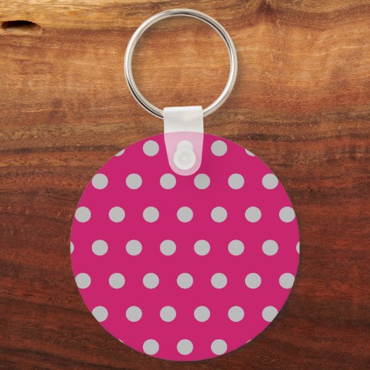 Polka Dot Sleutelhanger (Hot Pink & Grey) (Voorkant)
