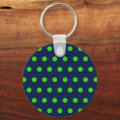 Polka Dot Sleutelhanger (Navy Blue & Lime Green) (Voorkant)