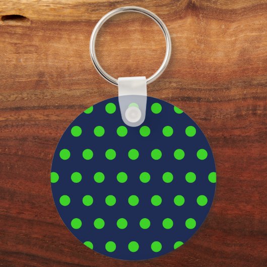 Polka Dot Sleutelhanger (Navy Blue & Lime Green) (Voorkant)
