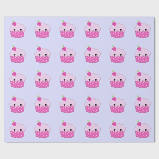 Polka Dot Smiley Cupcakes Cadeaupapier (Vlak)