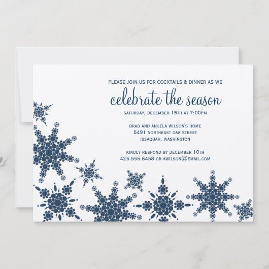 Polka Dot Snowflake Invitation Kaart (Voorkant)