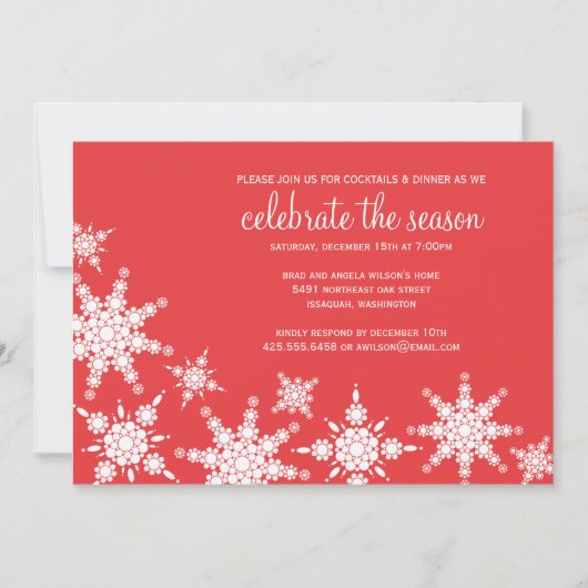 Polka Dot Snowflake Invitation Kaart (Voorkant)